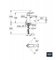 MEDIDAS MONOMANDO LAVABO M EUROSMART COSMOPOLITAN GROHE